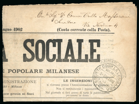 Stamp of Italy » Corrieri di Milano 1902-04, Società Coop. La Lombarda, un giornale ed un piego