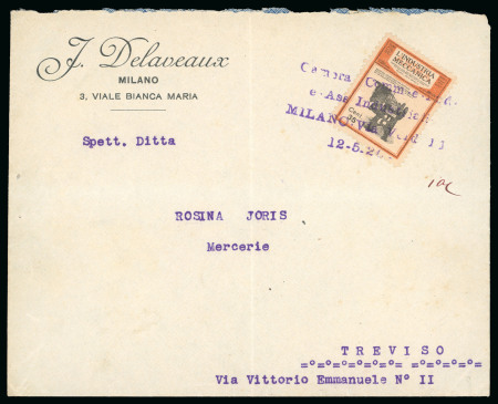 Stamp of Italy » Corrieri di Milano 1920, Camera di Commercio e Industria, busta per Treviso con un 35 c.