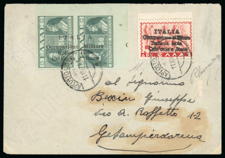 Stamp of Italy » Italian Occupations WWII » Cefalonia and Itaca 1941 (July 11) Cover with machine overprint 50L+50L in combination with hand overprint 5d
