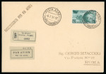 Stamp of Thematics » Sport and Games » Football 1934 World Cup: 1934 (Jun 19 & Jul 6) Three "Setaccioli" envelopes sent by registered airmail from Tripoli to Rome with Italian Colonies 1934 World Cup set