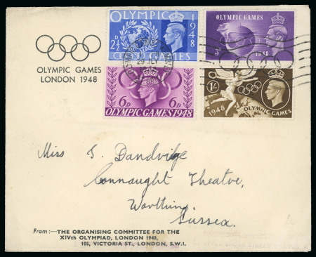 Stamp of Olympics » 1948 London 1948 (Jul 29) Organising Committee printed envelope franked with the Olympic set tied by the Olympic Games Wembley machine cancel