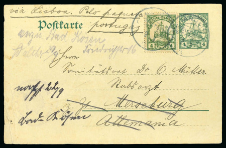 Stamp of Germany » German Colonies » German East Africa 1916 (Feb 28) 4h postcard sent from "HANDENI" uprated with 4h stamp sent to Germany 
