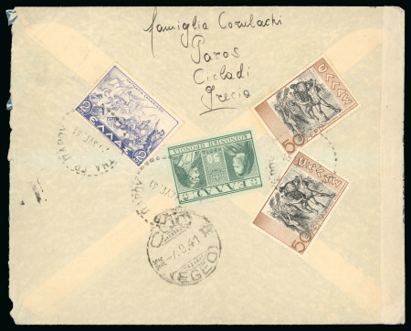 Stamp of Italy » Italian Occupations WWII » Cyclades Islands (Isole Cicladi) 1941 An extraordinary combination of civilian and military mail originating from Paros