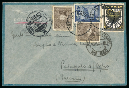 Stamp of Italy » Italian Occupations WWII » Cyclades Islands (Isole Cicladi) 1941 (June 8) An extremely rare combination of the Rhodes franking with the Cicladi and Thira cancellations.