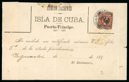 Stamp of United States » U.S. Possessions » Puerto Príncipe 1898 one of two known registered mail receipts with Puerto Principe frankings