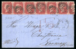 Stamp of Great Britain » 1854-1900 Postal History of the Perforated Line Engraved and Surface Printed Issues 1845-1895, Group of three covers incl. 1870 (Jan 21) Wrapper from Berkley to Norway with 1864-79 1d red pl.130 in strip of four and strip of three