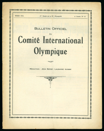 Stamp of Olympics » Pierre de Coubertin and the IOC 1931 "Bulletin Officiel du Comité International Olympique", no.17 March 1931
