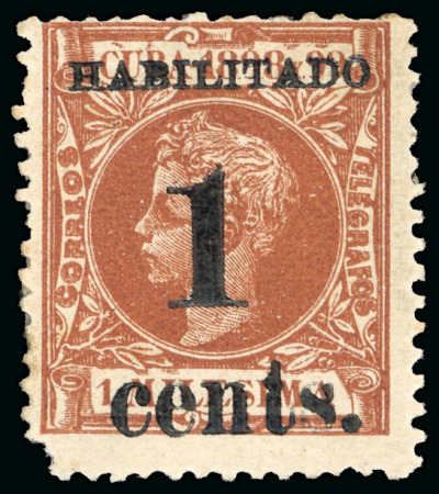 Stamp of United States » U.S. Possessions » Puerto Príncipe 1898 1c on 1m orange-brown, third printing, position 1, mint, 