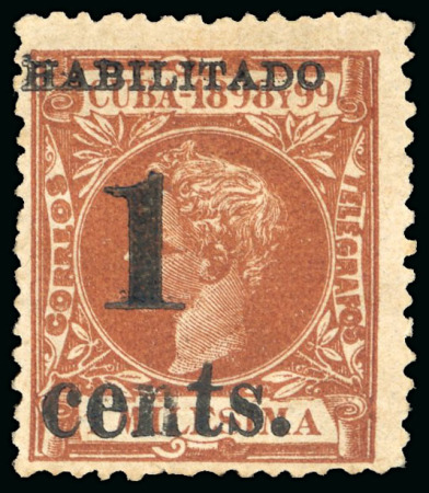 Stamp of United States » U.S. Possessions » Puerto Príncipe 1898 1c on 1m orange-brown, third printing, position 4, mint