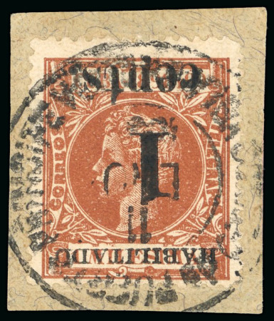 Stamp of United States » U.S. Possessions » Puerto Príncipe 1898 1c on 1m orange-brown, third printing, position 4, variety "Inverted Overprint"