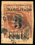 Stamp of United States » U.S. Possessions » Puerto Príncipe 1898 3c on 1m orange-brown, double surcharge overprint