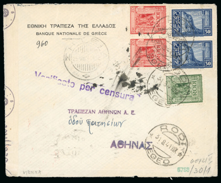 Stamp of Italy » Italian Occupations WWII » Crete 1941 A very rare combination of these Italian and German censorships on mail from crete