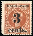 Stamp of United States » U.S. Possessions » Puerto Príncipe 1898 3c on 1m orange-brown, third printing, position 5, mint, 