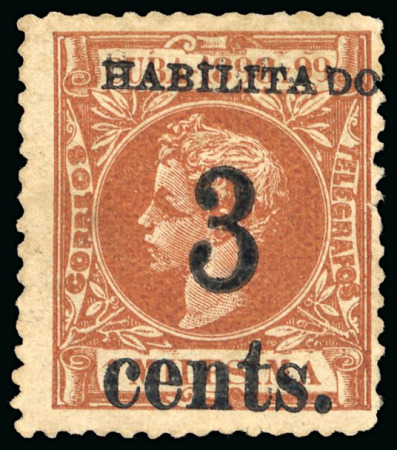 Stamp of United States » U.S. Possessions » Puerto Príncipe 1898 3c on 1m orange-brown, third printing, position 4, unused