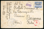 Stamp of Italy » Foreign Occupations of Italian Territories or Under Italian Sovereignty » German Occupation of the Aegean Islands » Inselpost 1945 Cover sent by Italian soldier with Rhodes "Inselpost" blue serrate perf.