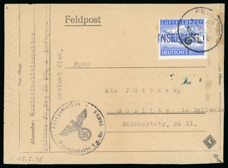 Stamp of Italy » Foreign Occupations of Italian Territories or Under Italian Sovereignty » German Occupation of the Aegean Islands » Inselpost 1945 Leros "Inselpost" blue, serrate perforation, blackish blue-violet overprint on cover