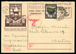 Stamp of Italy » Foreign Occupations of Italian Territories or Under Italian Sovereignty » German Occupation of the Aegean Islands 1944 30c on yellowish bilingual reply stationery postcard to Italy