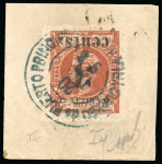 Stamp of United States » U.S. Possessions » Puerto Príncipe 1898 3c on 3m orange-brown, first printing, position 4, inverted overprint error tied to piece 