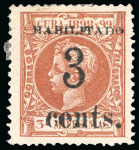 Stamp of United States » U.S. Possessions » Puerto Príncipe 1898 3c on 3m orange-brown, first printing, position 2,mint