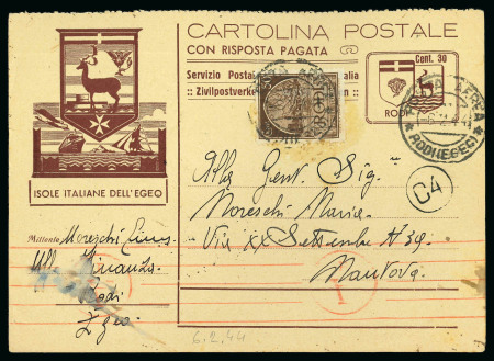 Stamp of Italy » Foreign Occupations of Italian Territories or Under Italian Sovereignty » German Occupation of the Aegean Islands 1943-44 Group of seven interesting items during the the German occupation