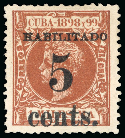 Stamp of United States » U.S. Possessions » Puerto Príncipe 1898 5c on 1m orange-brown, second printing, position 3, mint