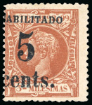 Stamp of United States » U.S. Possessions » Puerto Príncipe 1898 5c on 3m orange-brown, second printing, position 2, mint single
