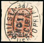 Stamp of United States » U.S. Possessions » Puerto Príncipe 1898 5c on 2m orange-brown, second printing, position 3, used and tied to small piece