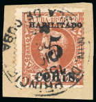 Stamp of United States » U.S. Possessions » Puerto Príncipe 1898 5c on 3m orange-brown, second printing, position 1, used and tied to small piece 