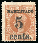 Stamp of United States » U.S. Possessions » Puerto Príncipe 1898 5c on 3m orange-brown, second printing, position 5, unused, extremely rare 
