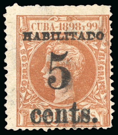 Stamp of United States » U.S. Possessions » Puerto Príncipe 1898 5c on 3m orange-brown, second printing, position 5, unused, extremely rare 