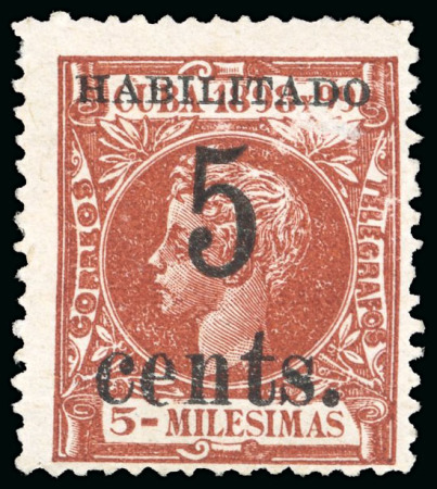 Stamp of United States » U.S. Possessions » Puerto Príncipe 1898 5c on 5m orange-brown, second printing, position 2, mint, lightly hinged,