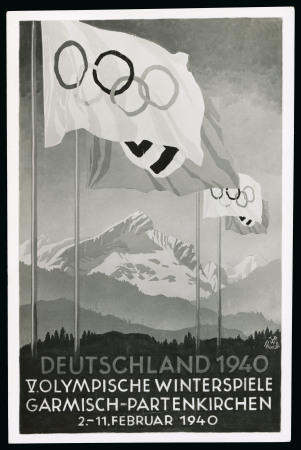 Stamp of Olympics » 1940 Garmisch-Parternkirchen (Cancelled) 1940 Garmisch-Partenkirchen photocard of the handpainted poster design for the Games