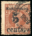 Stamp of United States » U.S. Possessions » Puerto Príncipe 1898 5c on 5m orange-brown, second printing, position 4, used