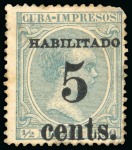 Stamp of United States » U.S. Possessions » Puerto Príncipe 1898 5c on 1/2m blue-green, second printing, position 1, mint