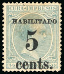 Stamp of United States » U.S. Possessions » Puerto Príncipe 1898 5c on 1/2m blue-green, second printing, position 5, mint, 