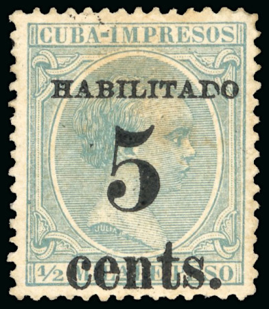 Stamp of United States » U.S. Possessions » Puerto Príncipe 1898 5c on 1/2m blue-green, second printing, position 5, mint, 