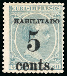 Stamp of United States » U.S. Possessions » Puerto Príncipe 1898 5c on 1/2m blue-green, second printing, position 4, mint