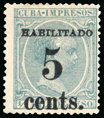 Stamp of United States » U.S. Possessions » Puerto Príncipe 1898 5c on 1/2m blue-green, second printing, position 4, mint
