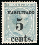 Stamp of United States » U.S. Possessions » Puerto Príncipe 1898 5c on 1/2m blue-green, second printing, position 3, mint, 