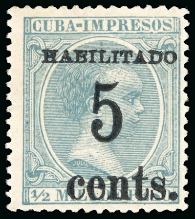 Stamp of United States » U.S. Possessions » Puerto Príncipe 1898 5c on 1/2m blue-green, second printing, position 2, mint, 