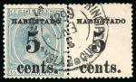 Stamp of United States » U.S. Possessions » Puerto Príncipe 1898 5c on 1/2m blue-green, second printing, position 3 and 4, pair with overprint to selvage