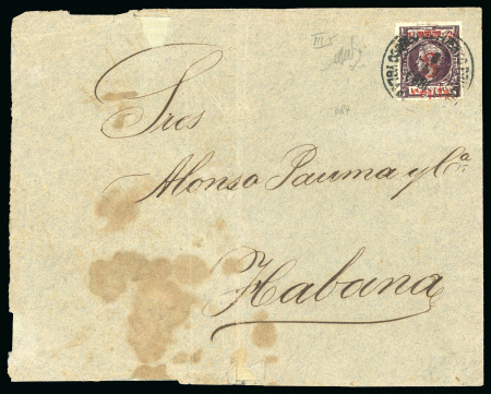 Stamp of United States » U.S. Possessions » Puerto Príncipe 1899 Cover to Havana one of five known covers franked with a single stamp from the fourth printing