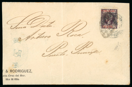 Stamp of United States » U.S. Possessions » Puerto Príncipe 1899 (January 9) Cover to Puerto Principe one of four known covers originating in Santa Cruz del Sur