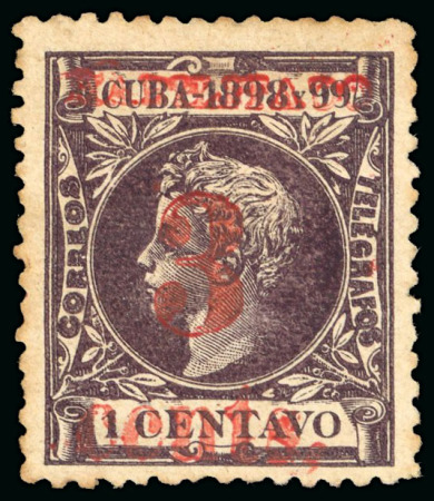 Stamp of United States » U.S. Possessions » Puerto Príncipe 1898 3c on 1c black-violet, fourth printing, position 4, mint, original gum,