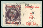 Stamp of United States » U.S. Possessions » Puerto Príncipe 1898 5c on 1c black-violet, fourth printing, position 3 and 4, with surcharge printed on blank gutter