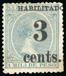 Stamp of United States » U.S. Possessions » Puerto Príncipe 1898 3c on 1m blue-green, fifth printing, position 1, mint, original gum, 