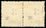 Stamp of United States » U.S. Possessions » Puerto Príncipe 1898 3c on 1m blue-green, fifth printing, position 2-3 with "eents" for "cents" variety, one of three known pairs