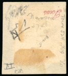 Stamp of United States » U.S. Possessions » Puerto Príncipe 1898 3c on 1m blue-green, fifth printing, position 5, inverted overprint, used, piece