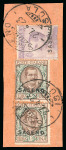 Stamp of Italy » Italian Colonies and Possessions » Saseno 1923 Postcard to Rome bearing overprinted 10c in vertical strip if three and fragment