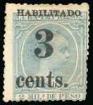 Stamp of United States » U.S. Possessions » Puerto Príncipe 1898 3c on 2m blue-green, fifth printing, position 5, mint, 